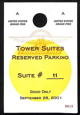 #ad 2001 Grand Prix IMS F1 Large Hanging Tower Suites Parking Pass #0613 $8.99