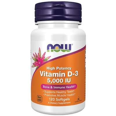 #ad NOW Foods High Potency Vitamin D 3 5000 Iu 120 Sgels $9.38