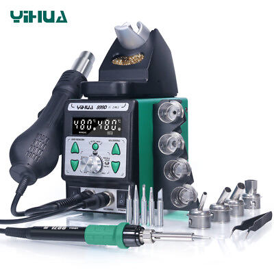 #ad YIHUA 899D II 2 in 1 Soldering Station New Upgraded Nozzle Easy Plug pull $129.99