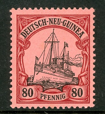 #ad Germany 1901 New Guinea 80pf Lake Black Yacht Unwmk Scott # 15 Mint E371 $4.25