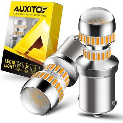 #ad AUXITO 1156 Turn LED Signal Light Indicator Parking Bulb Amber Yellow CANBUS USA $15.99