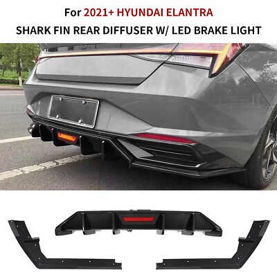 #ad For 2021 2022 Hyundai Elantra Carbon Fiber Look Rear Diffuser LED Brake Light $115.90