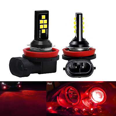 #ad 2x H8 H9 H11 LED Bulbs Fog Driving Lights DRL Lamp Red High Power Super Bright $17.99