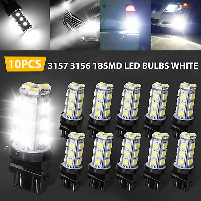 #ad 10pcs 3157 3156 18SMD LED Reverse Tail Brake Turn Signal Light Bulbs 6000K White $10.98