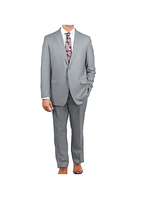 #ad Blujacket Mens Light Gray Wool Cashmere Regular Fit 2 Piece Suit $499.00