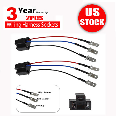 #ad 2x H4 9003 Wiring Harness Wire Sockets H4 to 3 Pin Adapter for 5x7 4x6 Headlight $9.99
