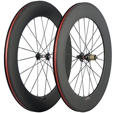 #ad Carbon Wheels Road Bike 38 50 60 88mm Clincher Basalt Braking Surface Wheelset $208.00