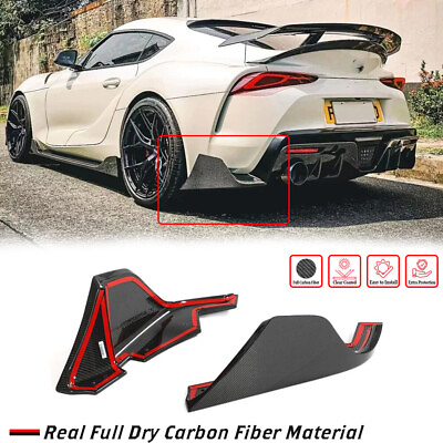 #ad REAL CARBON Rear Bumper Splitter Side Fins for Toyota Supra A90 A91 MK5 2019UP $170.05