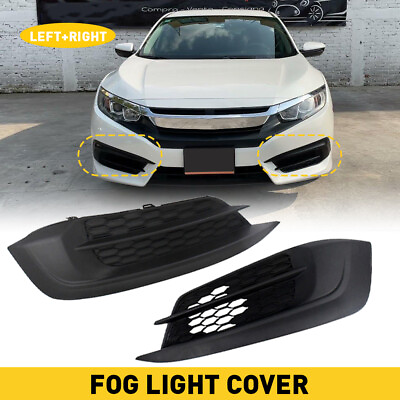 #ad 2X Black Fog Light Cover For 2016 2018 Honda Civic Driver amp; Passenger Side LH RH $30.99