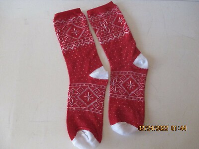 #ad CHRISTMAS SOCKS PAIR RED COLOR UNISEX UNIVERSAL FREE SHIPPING $5.95