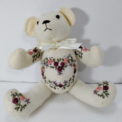 #ad A Special Place Teddy Bear Embroidered Floral Plush Home Decor 1999 $9.48