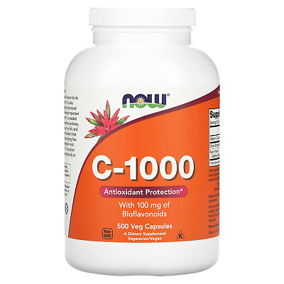 #ad Now Foods C 1000 With 100 mg of Bioflavonoids 500 Veg Capsules GMP Quality $37.14
