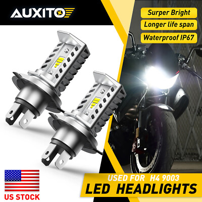 #ad 2PCS Motorcycle LED 6000K H4 HS1 Headlight LED Hi Lo Beam Light Lamp White Bulbs $31.30