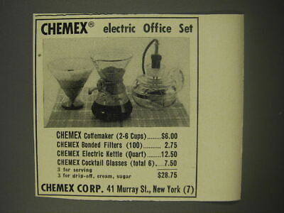 #ad 1956 Chemex Coffeemaker Advertisement Chemex electric office set $19.99