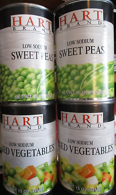 #ad LOT of 4 HART Brand Low Sodium mixed vegetables sweet peas 15oz EA BEST 12 24 $15.02