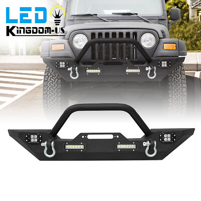#ad Front Bumper for 1987 2006 Jeep Wrangler TJ YJ w Winch Plate amp; LED Lights $189.65