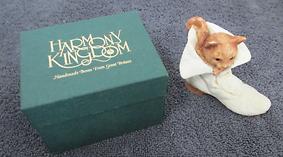 #ad NIB HARMONY KINGDOM CLUB SPECIAL PERFECT FIT CAT TRINKET BOX MADE IN ENGLAND $22.99