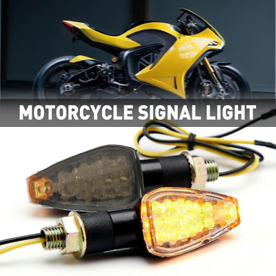 #ad 2X Amber Motorcycle Indicator 14LED Turn Signal Light Blinker Lamp Universal $8.99