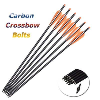 #ad 20inch Archery Crossbow Bolts Carbon Shafts Half Moon Nocks and Removable 6pcs $20.89