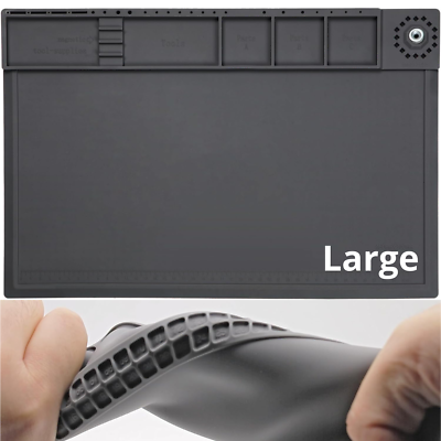 #ad SILICONE RUBBER ESD ANTI STATIC GROUNDING MAT FOR ELECTRONICS REPAIR LARGE BLACK $16.90