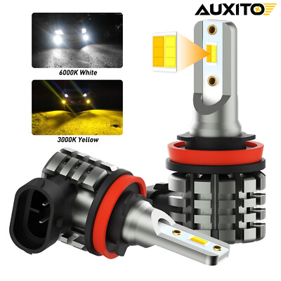 #ad AUXITO H11 H9 H8 LED FOG DRIVING LIGHT BULB 4000LM CANBUS ERROR FREE AMBER WHITE $22.79