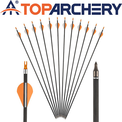#ad 12pcs 30quot; Carbon Arrows Spine 400 ID 6.2 for Compound Recurve bow Hunting Target $42.99