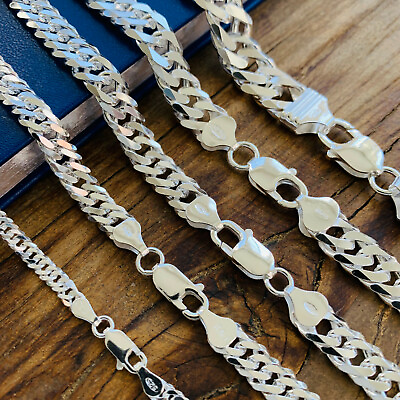 #ad Real Solid 925 Sterling Silver Double Cuban Mens Boys Chain Bracelet or Necklace $339.99