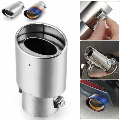 #ad Chrome Car Stainless Steel Rear Exhaust Pipe Tail Muffler Tip Round Accessories $8.27
