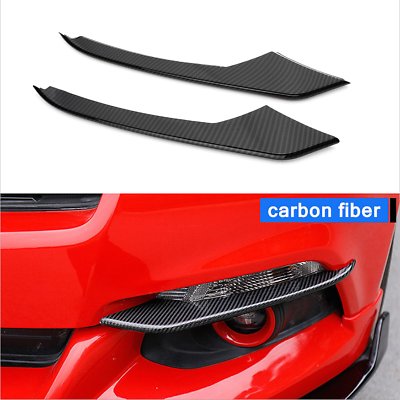 #ad Pair Carbon Fiber ABS Front Fog Light Lamp Cover Trim For Ford Mustang 2015 2017 $35.99