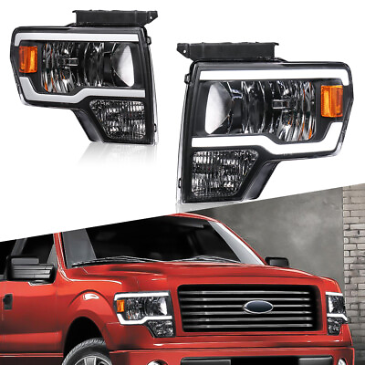 #ad Pair Black LED DRL Headlights Front Lamps For 2009 2014 Ford F 150 Pickup $170.79