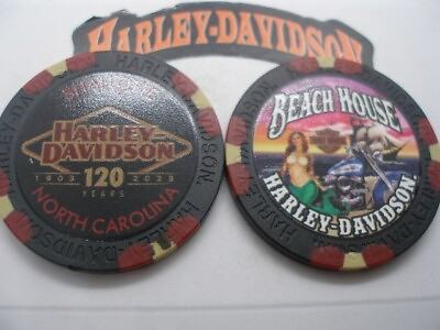 #ad Harley Davidson Poker Chip Beach House 120th Anniversary Black Maroon amp; White $3.99