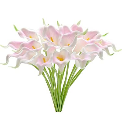 #ad 20pcs Light Pink Flowers Artificial Calla Lily Silk Flowers 13.4quot; for Mother#x27;... $28.06