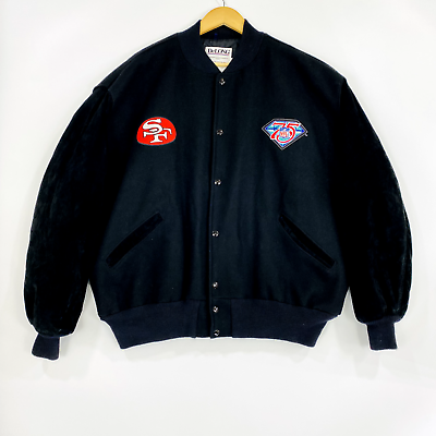 #ad San Francisco 49ers DeLong Team NFL Jacket 2XL Black Super Bowl Football Retro $345.95