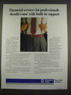 #ad 1989 Standard Bank Ad Financial services for professionals $19.99
