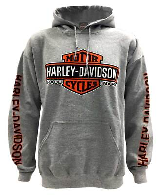 #ad #ad Harley Davidson Men#x27;s Bar amp; Shield Logo Pullover Hooded Sweatshirt Gray $58.95
