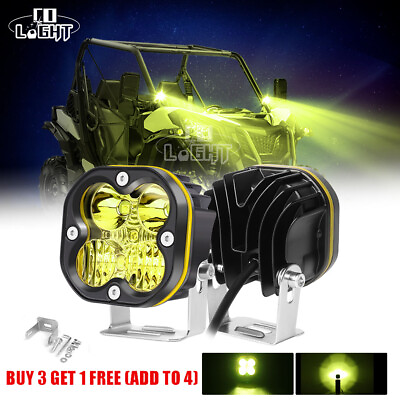 #ad 3inch 80W LED Cube Pod Work Light COMBO Beam Driving Fog Yellow Lamp Offroad $17.99