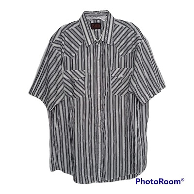 #ad Plains Shirt Men#x27;s XL Western Wear Pearl Snap Cowboy Rodeo Short Sleeve Dadcore $8.97