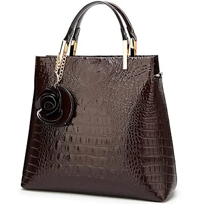#ad XingChen Shiny Patent Leather Women Handbag Crocodile Pattern Shoulder Bag Fl... $48.77