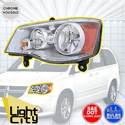 #ad For 2011 2020 Grand Caravan Halogen Driver Headlight CHROME Trim w BULB LH $60.00