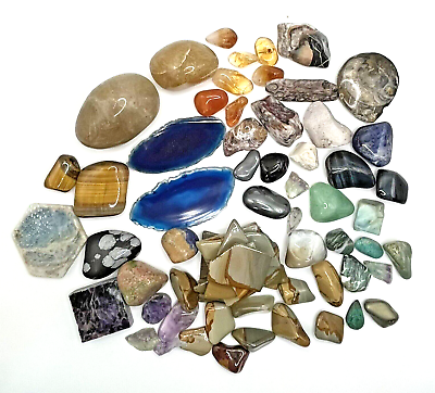 #ad Mixed Polished Gemstone Lot Gem Rock Crystal 58 pieces 794 grams $79.99