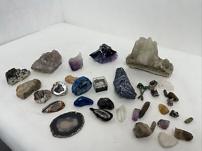 #ad Raw Gemstone Crystal Mineral Mixed Lot Of 35 $120.00