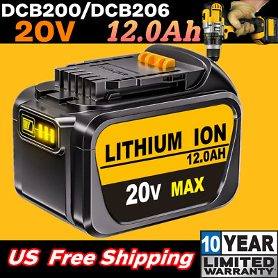 #ad 20V For DeWalt DCB206 20 Volt 12 Amp Hour Lithium Ion Battery Extended Run $53.98