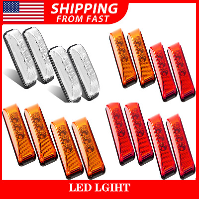 #ad 4PCS Amber Red White 3 LED Side Marker Lights Clearance Lights Truck Trailer RV $12.99