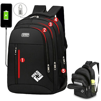 #ad Oxford Anti theft Laptop Backpack 18quot; Travel Business Shool Book Bag w USB Port $17.89