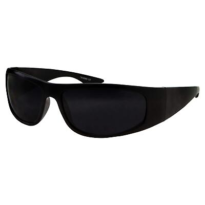 #ad Matte Black Super Dark Lens Sunglasses Biker Style Rider Wrap Around Frame $12.99