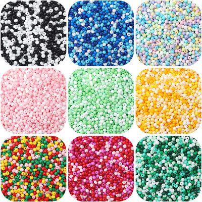 #ad Colorful Mixed 2mm 3mm Small Round Opaque Glass Wholesale Loose Beads Lot $2.58