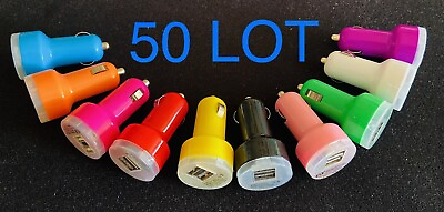 50 Car Chargers Dual Port USB Fast 2A 12V Wholesale Bulk Lot 50 Mixed Colors ￼ $49.99