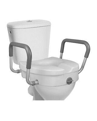 #ad RMS 5quot; Universal Elevated Toilet Seat w Adjustable Padded Arms Adult Disability $22.00