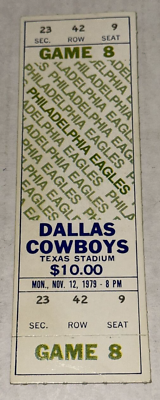 #ad #ad 11 12 79 Dallas Cowboys Philadelphia Eagles Texas Stadium NFL Ticket Stub $23.24