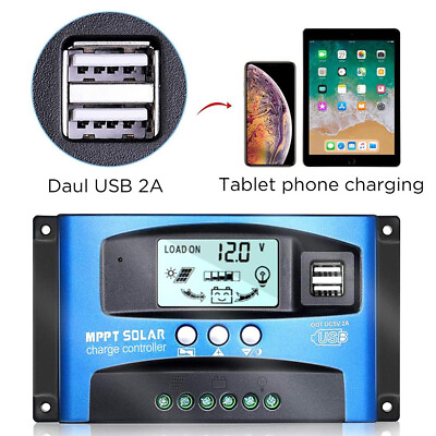 30 100A MPPT Solar Regulator Battery Charger Controller 12 24V With LCD USB US $18.80